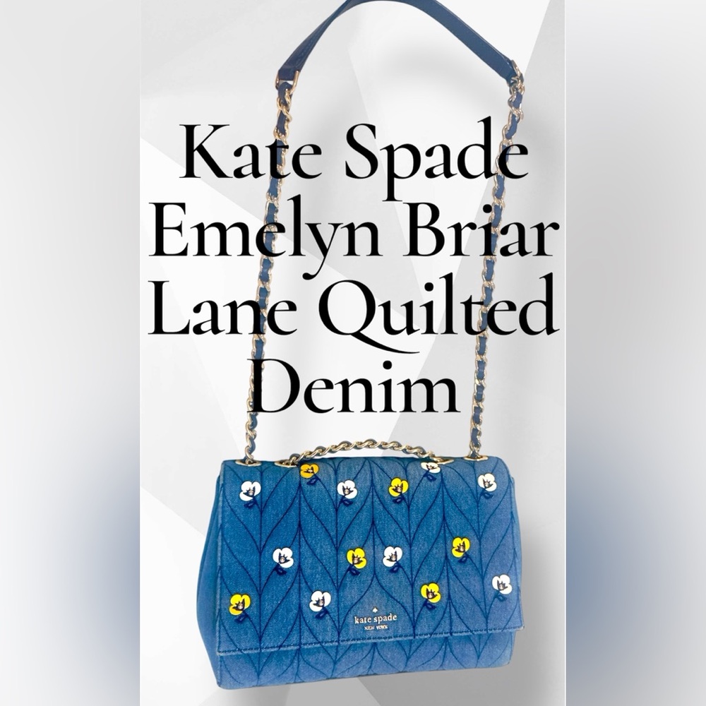 Kate Spade Emelyn Briar Lane Quilted DENIM handbag/cross body. Silver chain. EUC